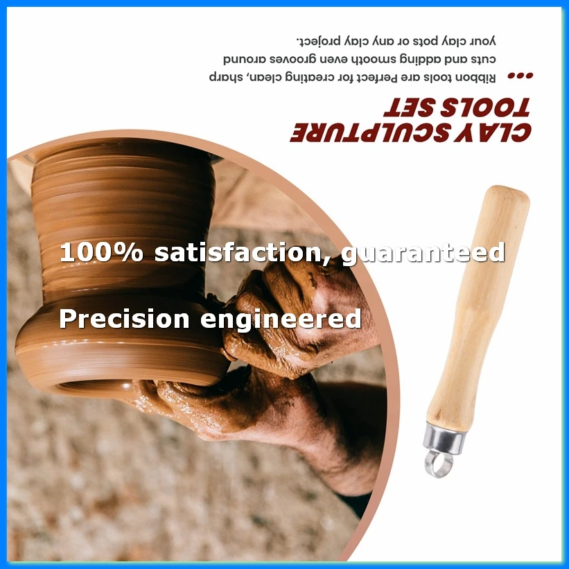 Metal + wood Thick Handle Flat Wire Cutter Clay Pottery Sculpting Tool Set Pack of 10-SPMI