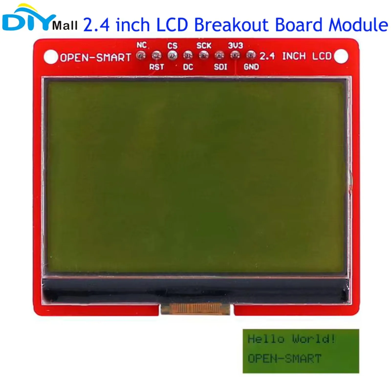 OPEN-SMART 3.3V 2.4 inch 128 * 64 Serial SPI Monochrome LCD Breakout Board Module without Backlight