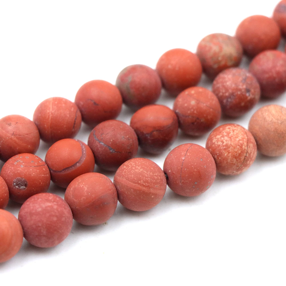 Natural Stone Dull Polish Red Jasper Matte Onyx Loose Beads for Jewelry Making DIY Bracelet Necklace 4 6 8 10mm Spacer Bead 15