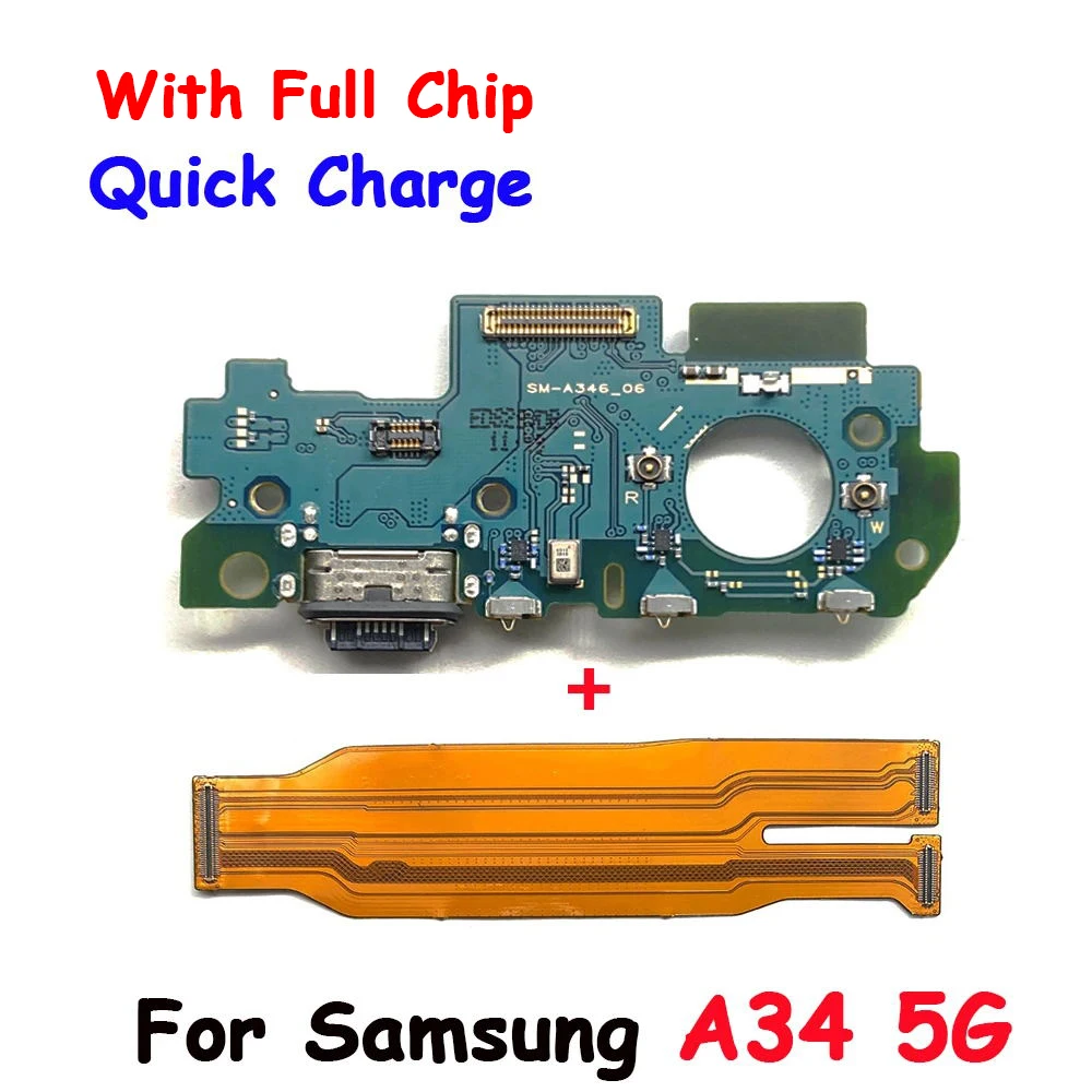 For Samsung A33 5G A34 5G A54 5G A73 USB Charging Port Mic Microphone Connector Main Motherboard LCD Flex Cable Replacement Part