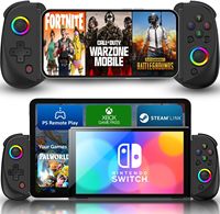 Mobile Gaming Controller for iPhone/Android/iPad/Tablet,Play Xbox Cloud,PS Remote PlayRGB Hall Joystick
