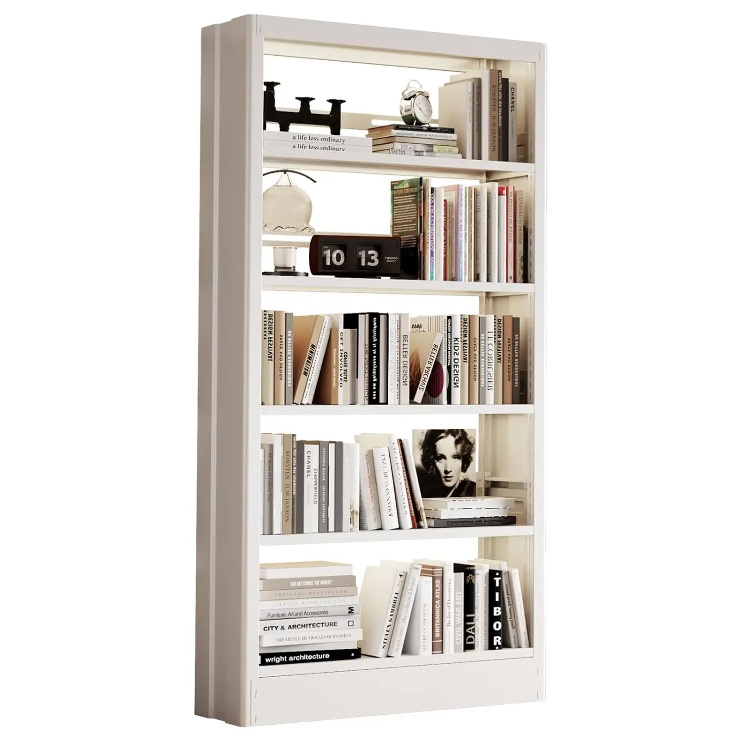 5 Tier White Metal Bookshelf, 71