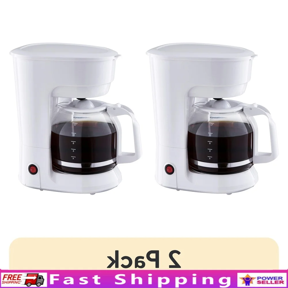 

12 Cup Coffee Maker Auto Keep Warm Plastic Glass Dishwasher Safe Carafe 1.8L Medium Roast Indicator Light Perfect Home Use