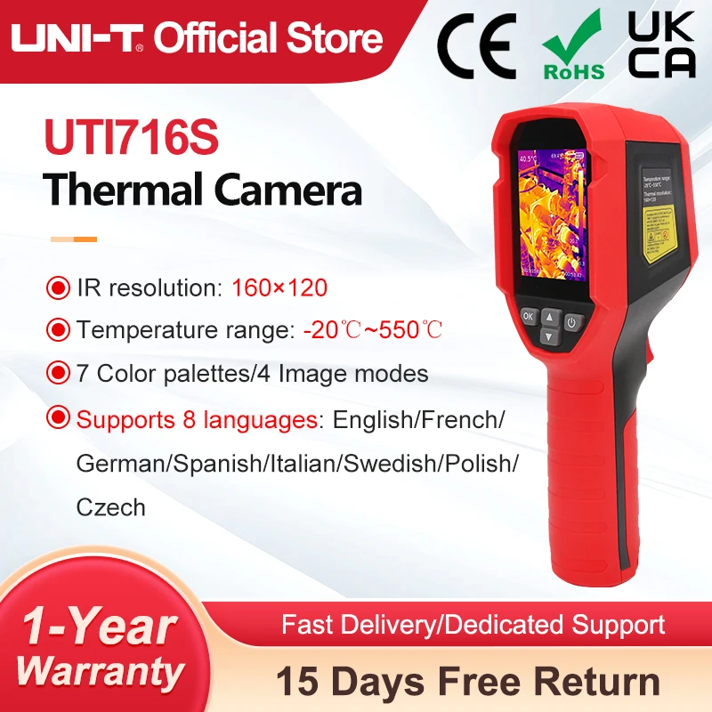 UNI-T UTi716S Thermal Imager 160x120 Thermal Imaging Camera With PC Software Electricity Inspection Water Leak Detector