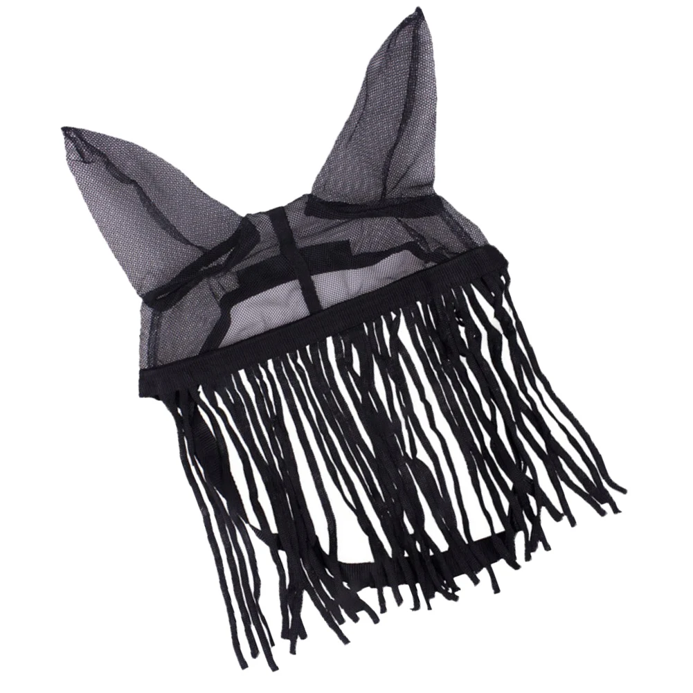 غطاء ذبابة حصان الفروسية مع شرابات من نسيج البوليستر المسامي قابل للتعديل مناسب لركوب الخيل والمزرعة في الهواء الطلق #5