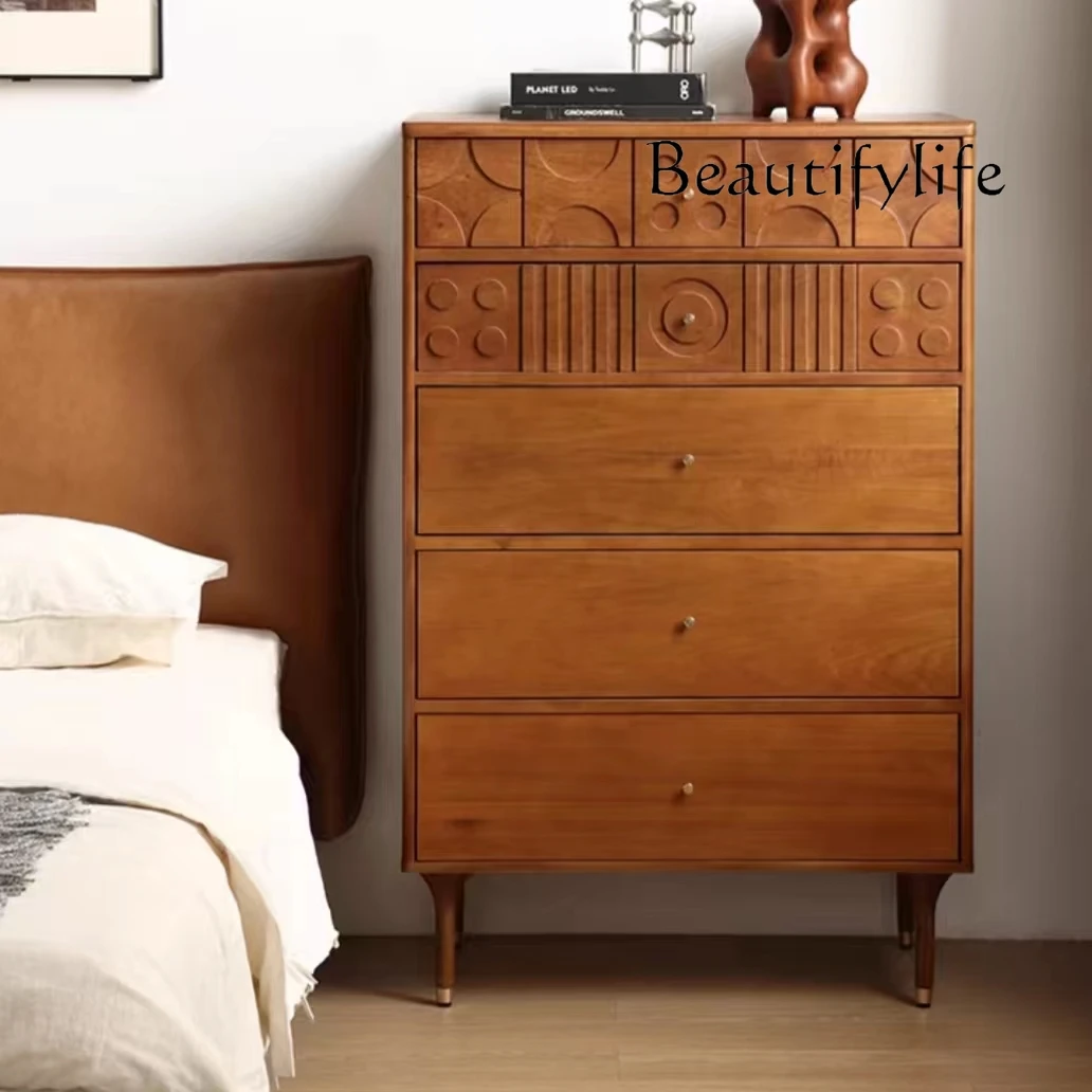 

Nordic Retro Solid Wood Chest of Drawers Mid-Ancient Furniture Bedroom Bed Front Cabinet French Living Room Chest of Drawer