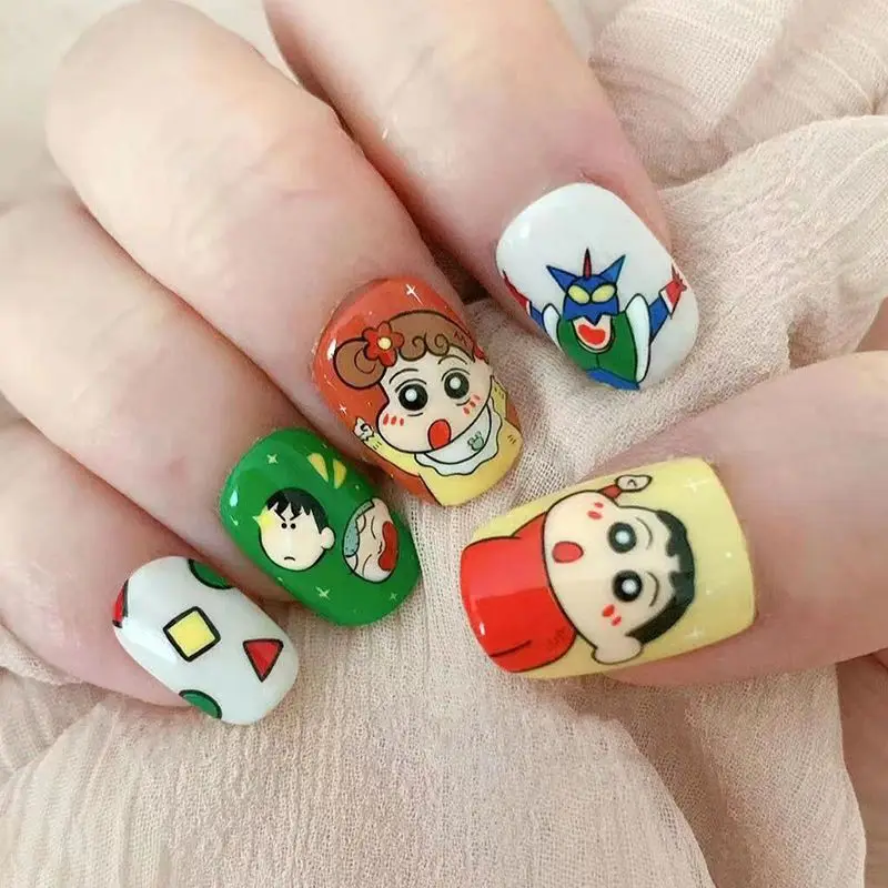 Crayon Shin-chan Women Nail Sticker Anime Figure Waterproof Finger Decorations Stickers DIY Art Supplies Self-Adhesive Nail Gift