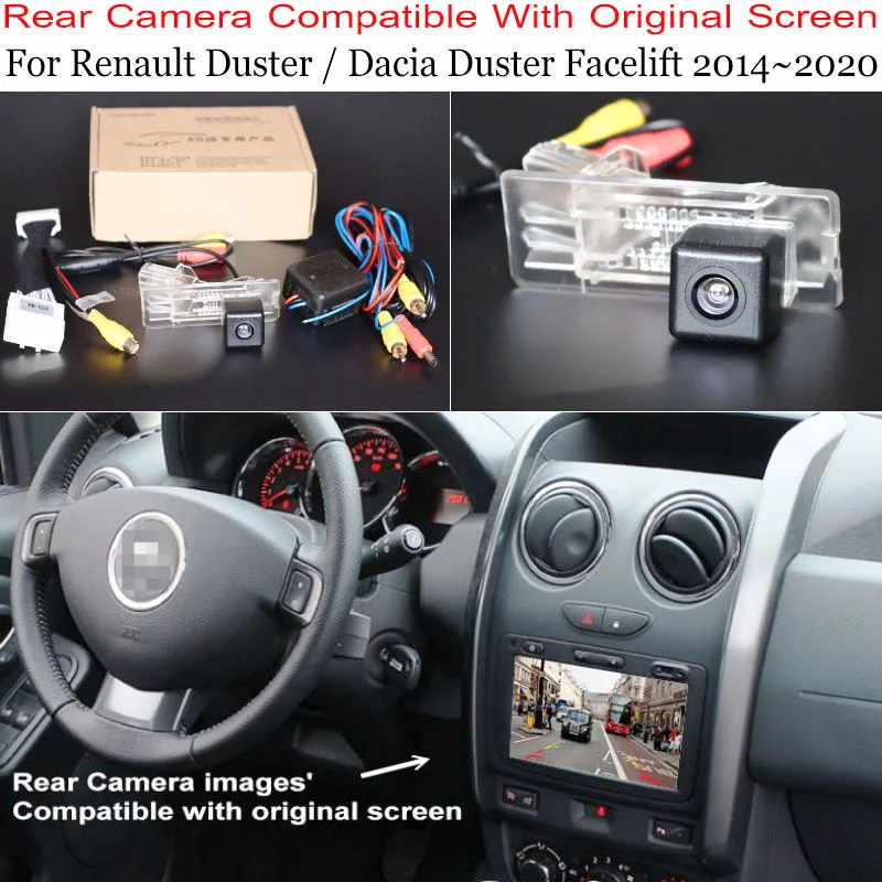 For Renault Duster / Dacia Duster Facelift 2014~2020 RearView Camera 24 Pins Adapter Cable Original Screen Compatible For OEM