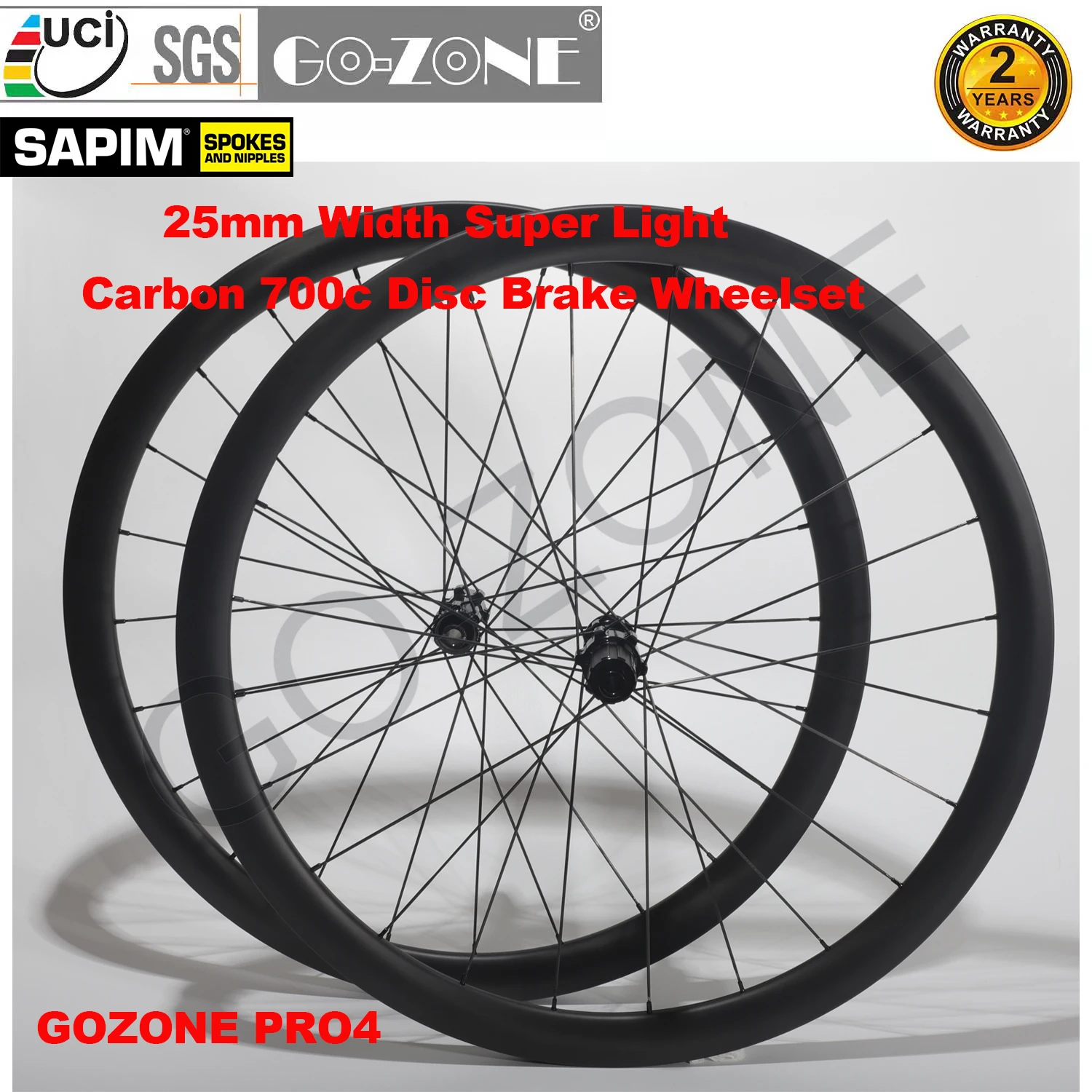 

Factory Outlet Super Light Clincher Tubeless Carbon Wheelset Disc Brake 700c GOZONE PRO4 Sapim UCI Quality Carbon Road Wheels