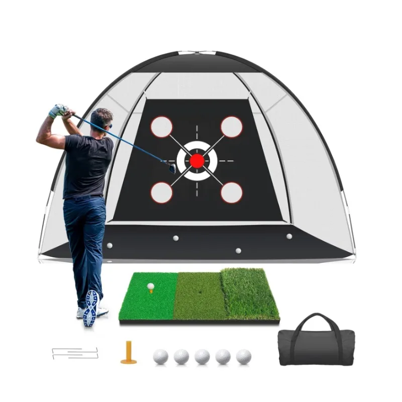 Professional Golf Practice Net Chipping Function Oxford Fiberglass Material 300x180x210CM Size Essential Hitting