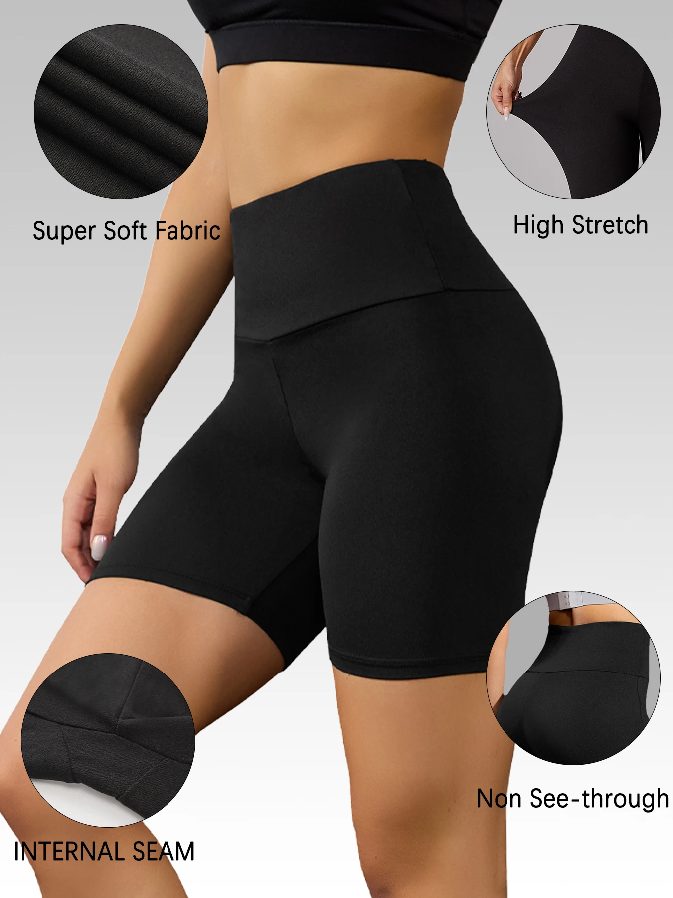 3枚組 レディース ハイウエスト バイカーショーツ 超ソフト お腹シェイプ ワークアウト ヨガ ランニング プッシュアップ ジム フィットネス ショーツ ﻿