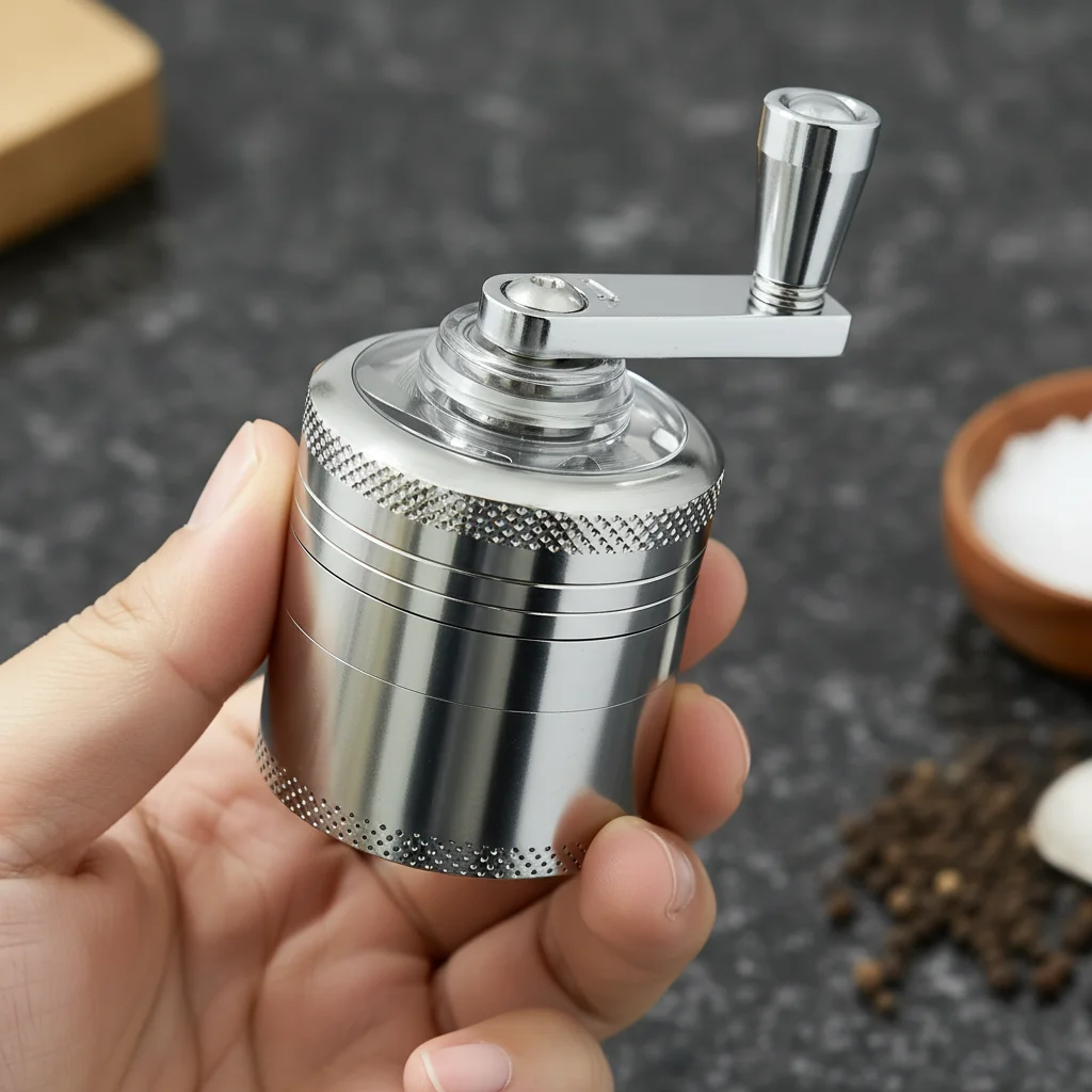 4-Layer Metal Herb Grinder and Crusher Manual Rotating Design for Smoking and Cooking