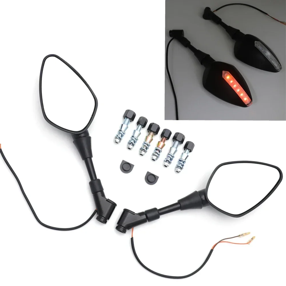 

Rearview LED Turn Signal Indicator Mirrors For Honda Yamaha Suzuki Most Motorcycle with Standard 8/10mm Metric Screws