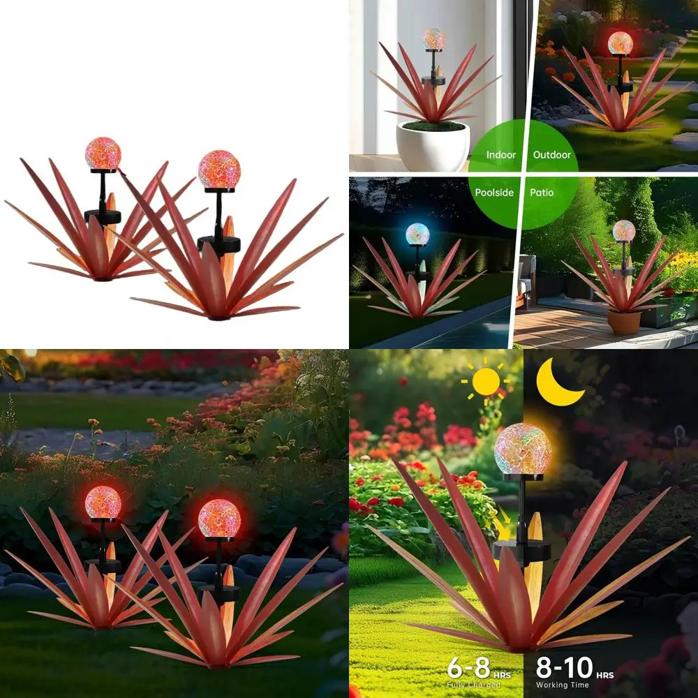 

Мозаика на солнечной энергии с подсветкой, текила, агава, металлическая скульптура, 21 высота, ручная роспись красного двора