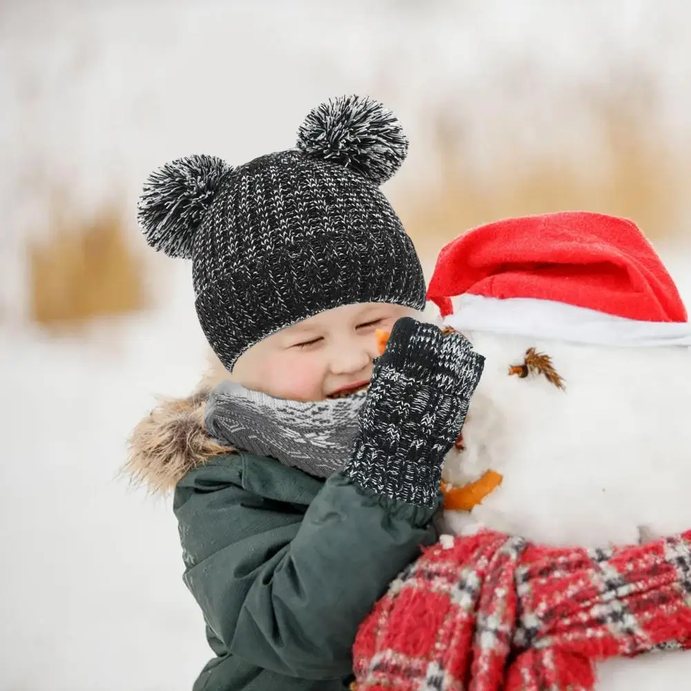 Ensemble de Chapeaux Chauds en Peluche pour Enfant, Écharpe avec Boule de Fourrure Anti-alde, Décor Coupe-Vent pour l'Extérieur, pour Fille, Hiver