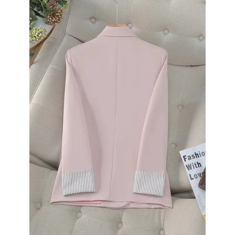 Chaqueta informal de manga larga para mujer, abrigo liso de color rosa, caqui y negro, Moda para otoño e invierno, novedad