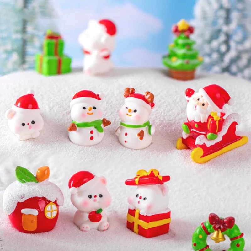 Mini adorno de muñeco de nieve de Papá Noel de Navidad de resina, micropaisaje, adornos navideños, decoración de parque de escritorio para el hogar, 1 ud.