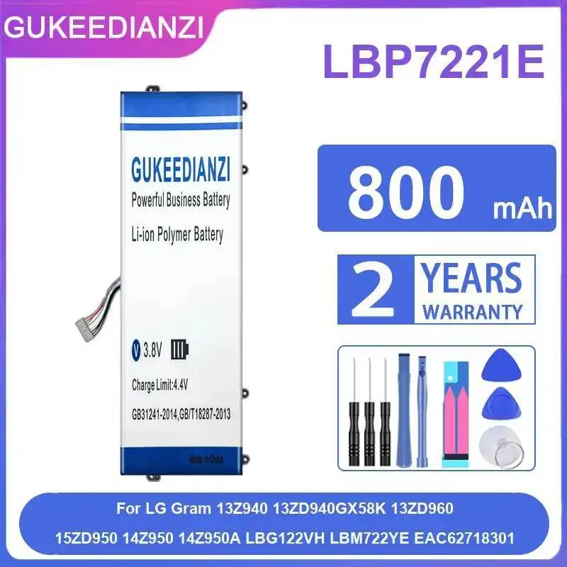 

Аккумулятор для ноутбука LBP7221E 800 мАч для LG Gram 13Z940 13ZD940GX58K 13ZD960 15ZD950 14Z950 14Z950A LBG122VH LBM722YE EAC62718301
