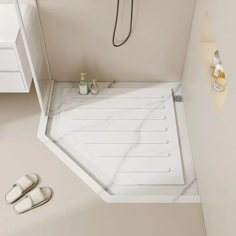 Shower room artificial bath base tray square bathroom white marble tray