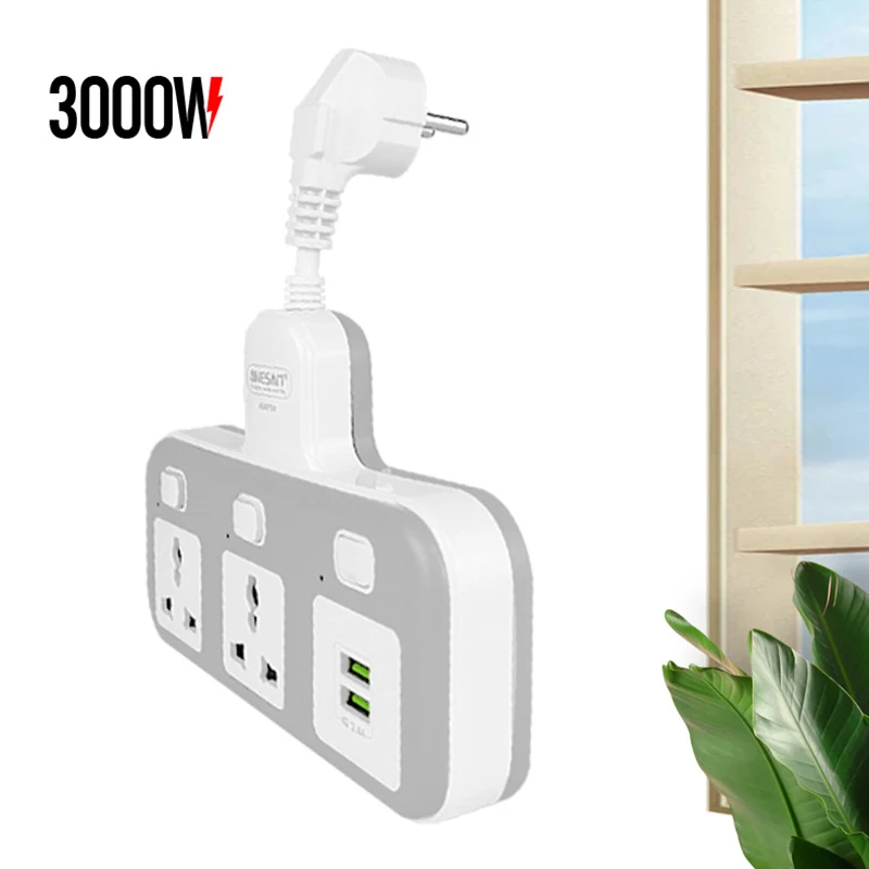 US EU UK Plug Electrical Sockets with 2 USB Ports 2  Universal Outlets Fast Charging Expand Power Strip Double Network Filter