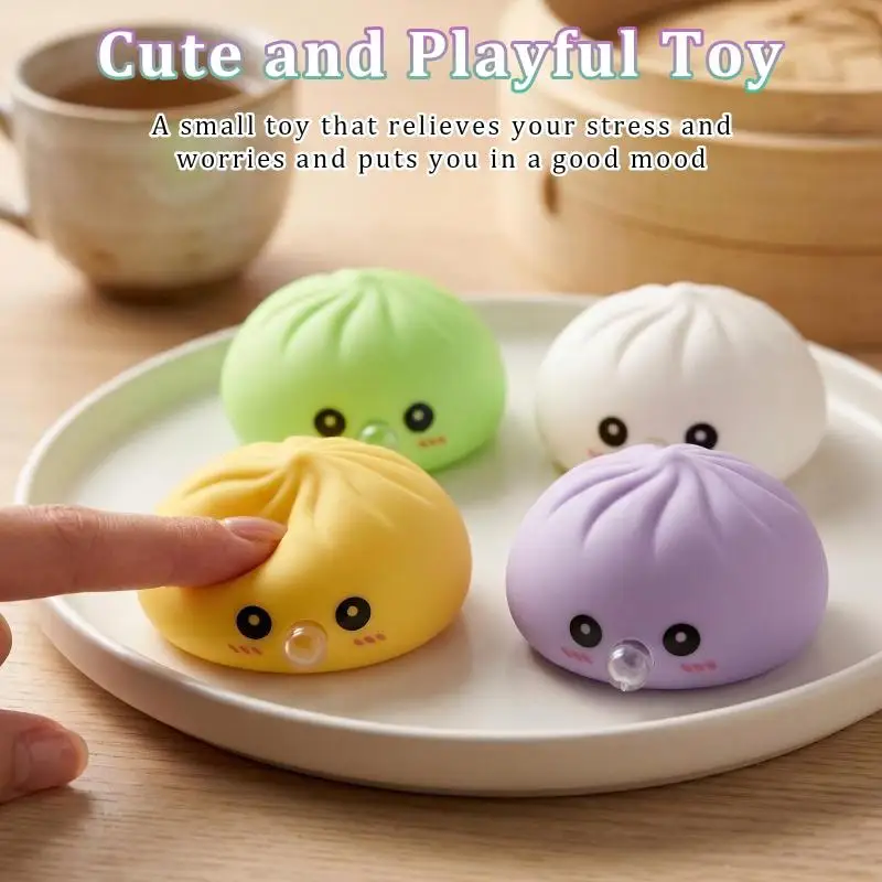 Anxiety Relief Bubble-Blowing Fidget Toy Squeeze Bun with Steamer Basket for Calming Effect