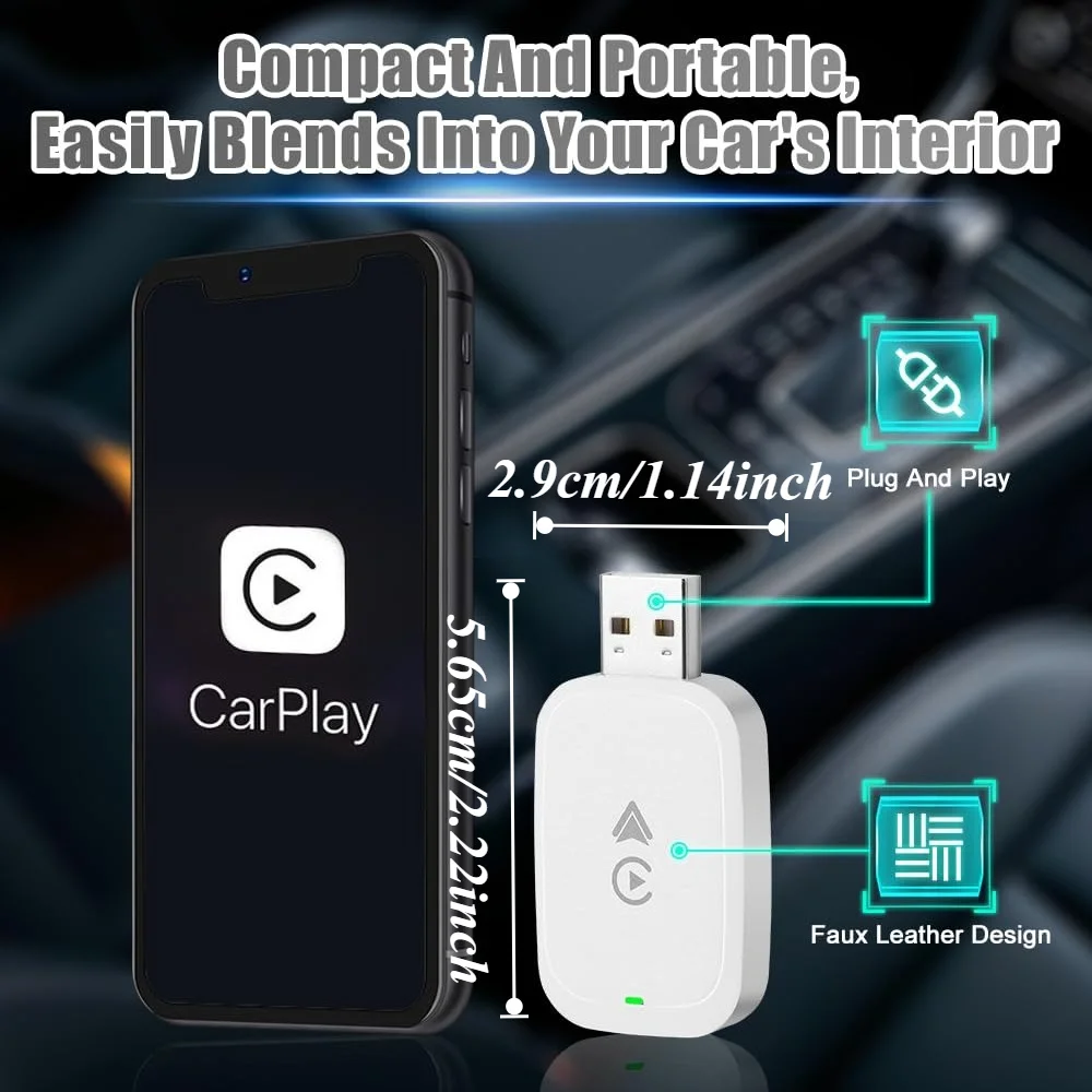 2-in-1 wireless carpet adapter, no need for charging, plug and play, car entertainment system, fashion adapter