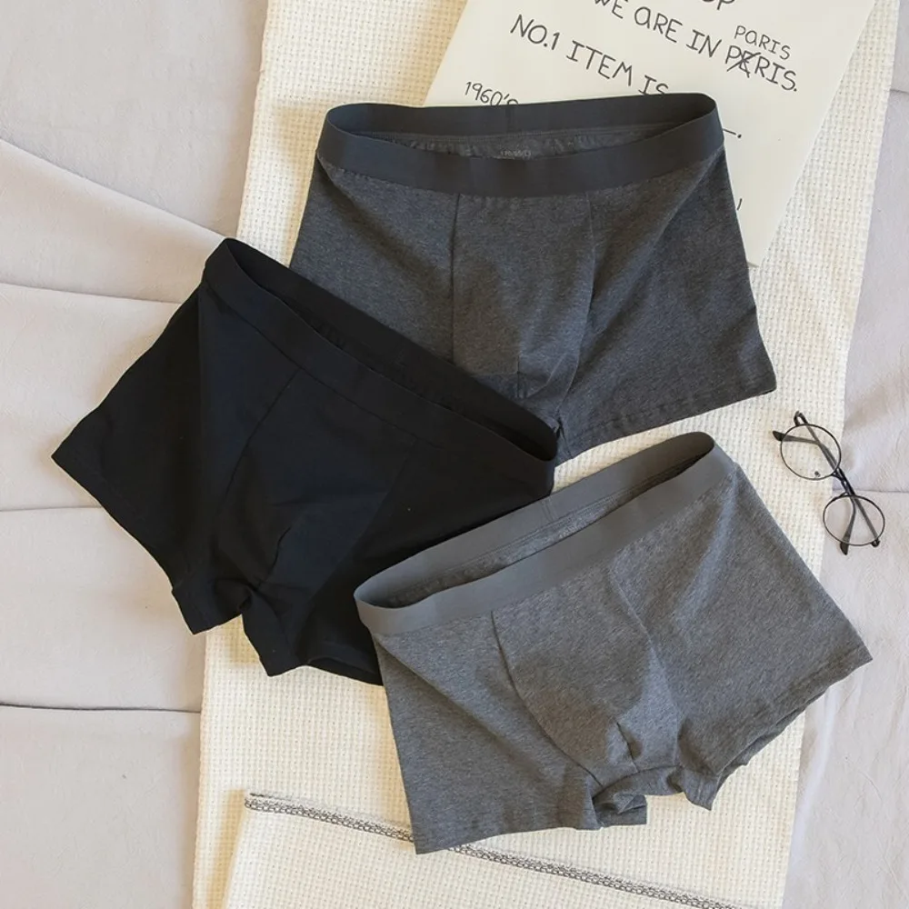 

4Pcs Breathable Solid Color Men's Boxer Briefs XL-4XL Plus Size Underwear for Man Mid Waist Cotton Crotch Shorts Underpants Boys