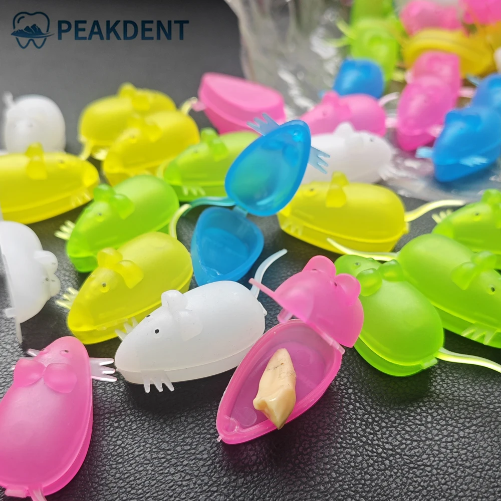 

50Pcs/lot Baby Tooth Box Mini Mouse Shape Kid Milk Teeth Storage Box Random Color Plastic Organizer Save Collect First Tooth