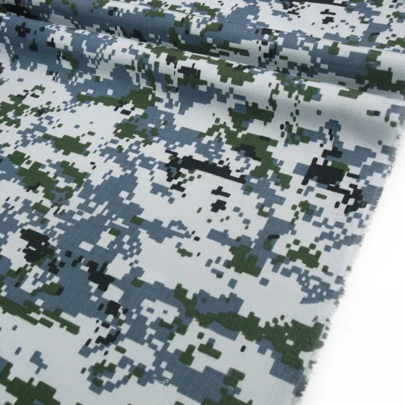 1.5M Width Blue Green Digital Camouflage Fabric Polyester Cotton Wear Resistant Cloth DIY Air Force Uniform Material