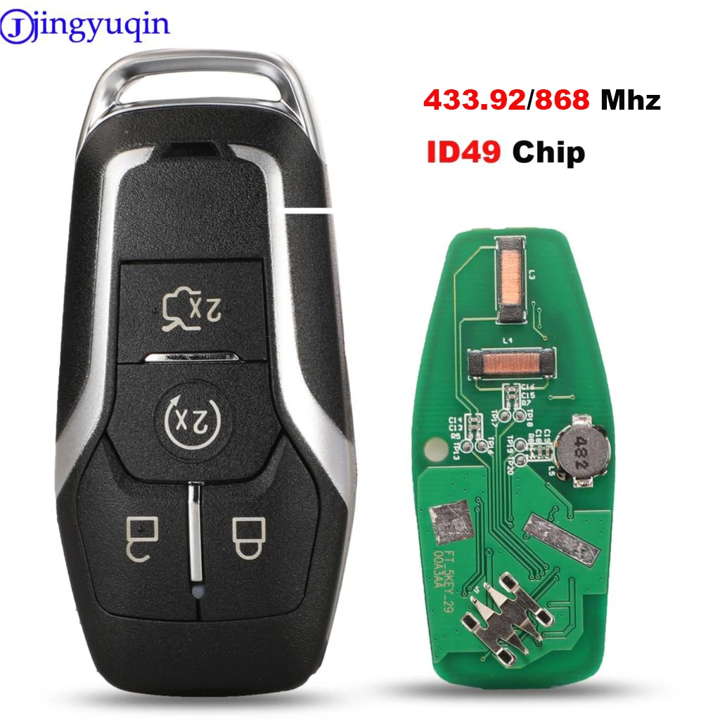 jingyuqin 433.92/868MHz With ID49 Chip 4B Remote Control Key For Ford Mustang Edge Explorer Fusion Mondeo Kuka Car Smart Key