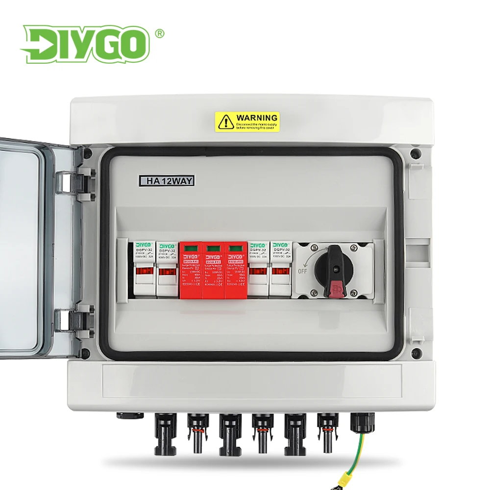 2 Input 1 Out DC 1000V Solar Photovoltaic PV Combiner Box With Lightning Protection Fuse MCB SPD Waterproof Box IP65
