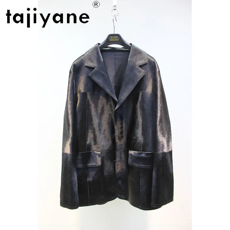 TAJIYANE New Zealand Fetal Cow Shearling Fur Jacket Luxury Lapel Blazer Outerwear Real Fur Coat Women Office Lady Overcoat Шуба