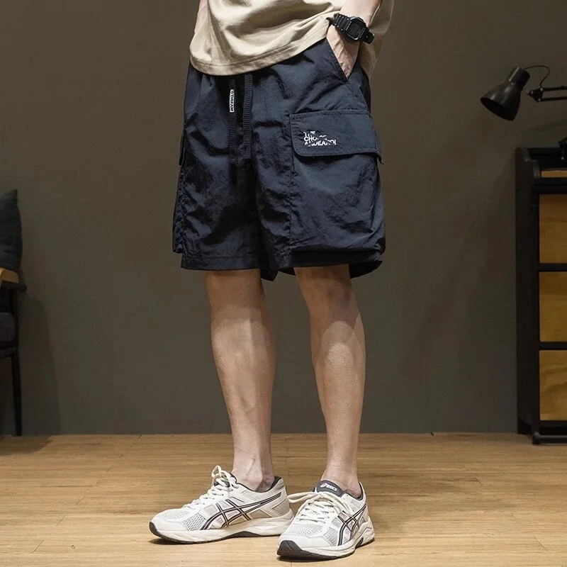 

Ice Silk Workwear Men's Shorts Summer Thin Quick Dry Cool Loose American Functional Five-Quarter Casual Mid-Pants