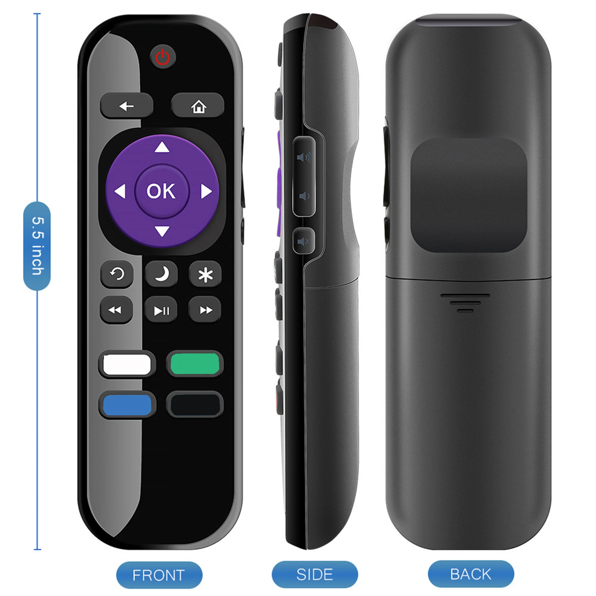 2 Pcs Replacement Remote Control Fit for All Roku TV, Compatible for TCL Roku/Hisense/Onn Roku/Aparatos/Insignia Roku/HITACHI