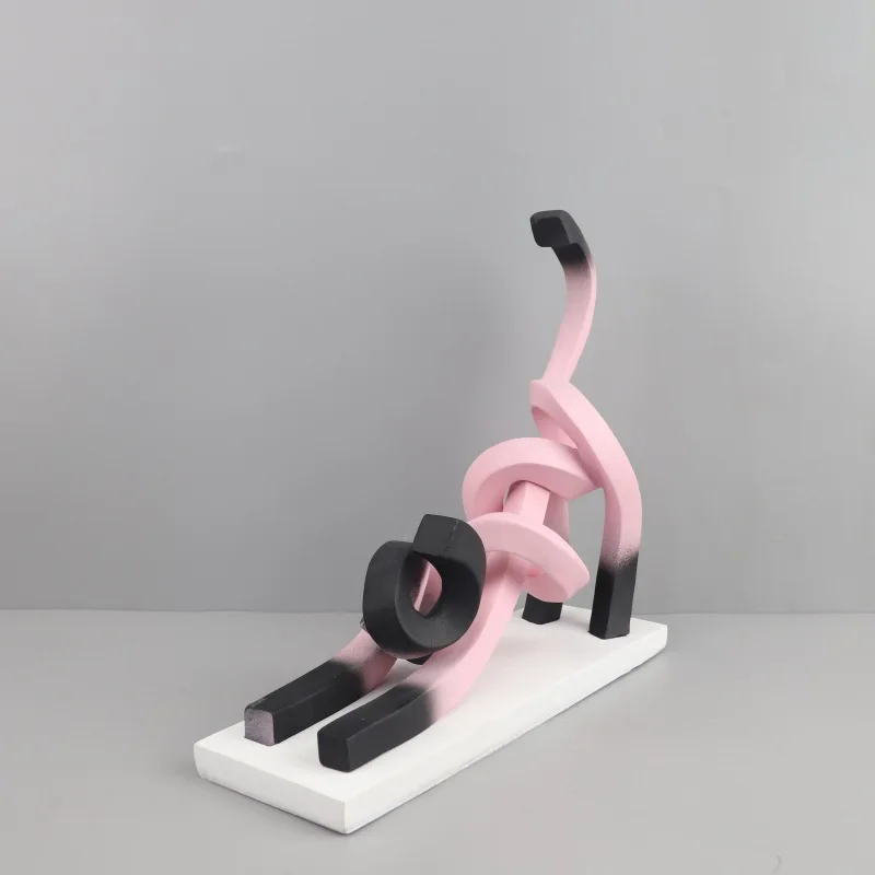 Twisted Line Cat Sculpture Decoration, Modern Desk Craftsmanship, Abstract Cat Resin Sculpture, Room Aesthetic Decoration