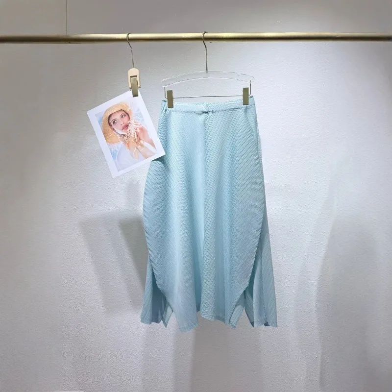 Miyake Pleated Skirt Plisse 2026 Summer New Simple Design Solid Color Casual Elegant Versatile Slim Fit Puff Skirt Fold Clothing