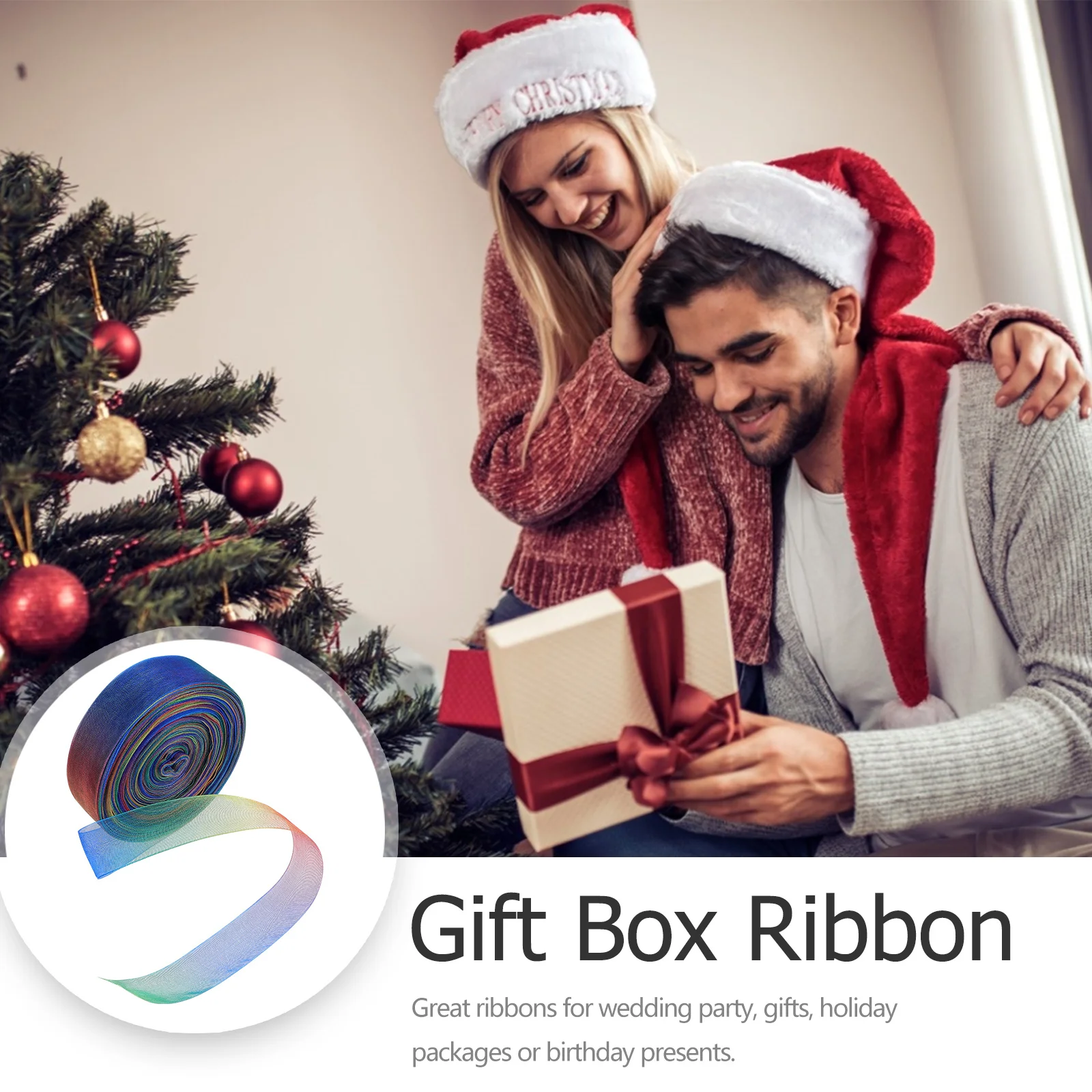 

Rainbow Chiffon Band Gift Box Ribbon Decorative Flower Packaging DIY Craft Supplies Bright Color Decoration