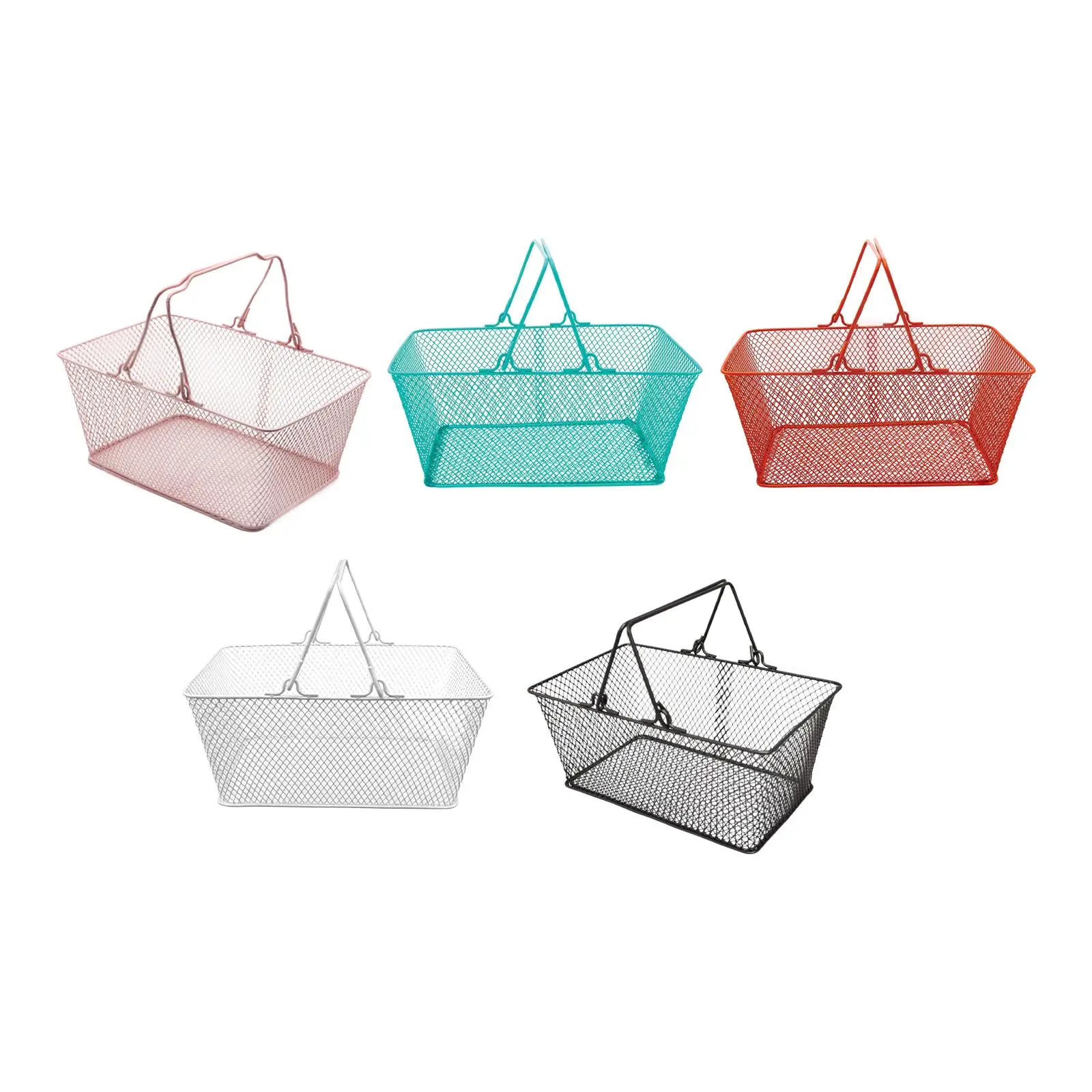 

Shopping Basket Portable Iron with Handle Portable Shopping Tote Beauty Store Basket for Garden Supermarket Bar Kitchen Boutique