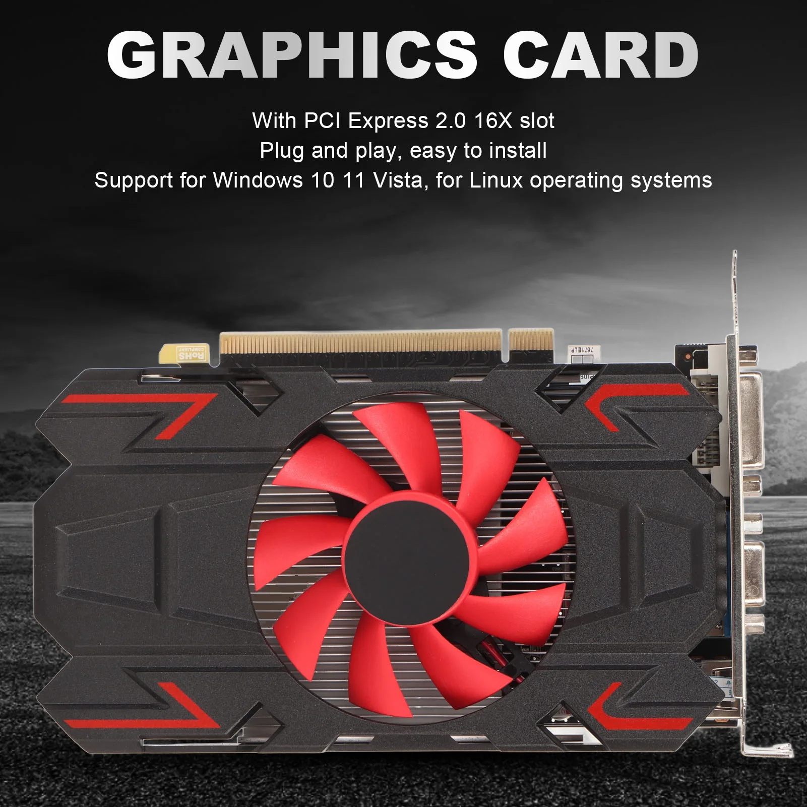 

Game Graphics Card Quiet Working Plug and Play Support 2560x1600 Low Noise Graphics Card HD7670 4GB DDR5 128bit for Multimedia