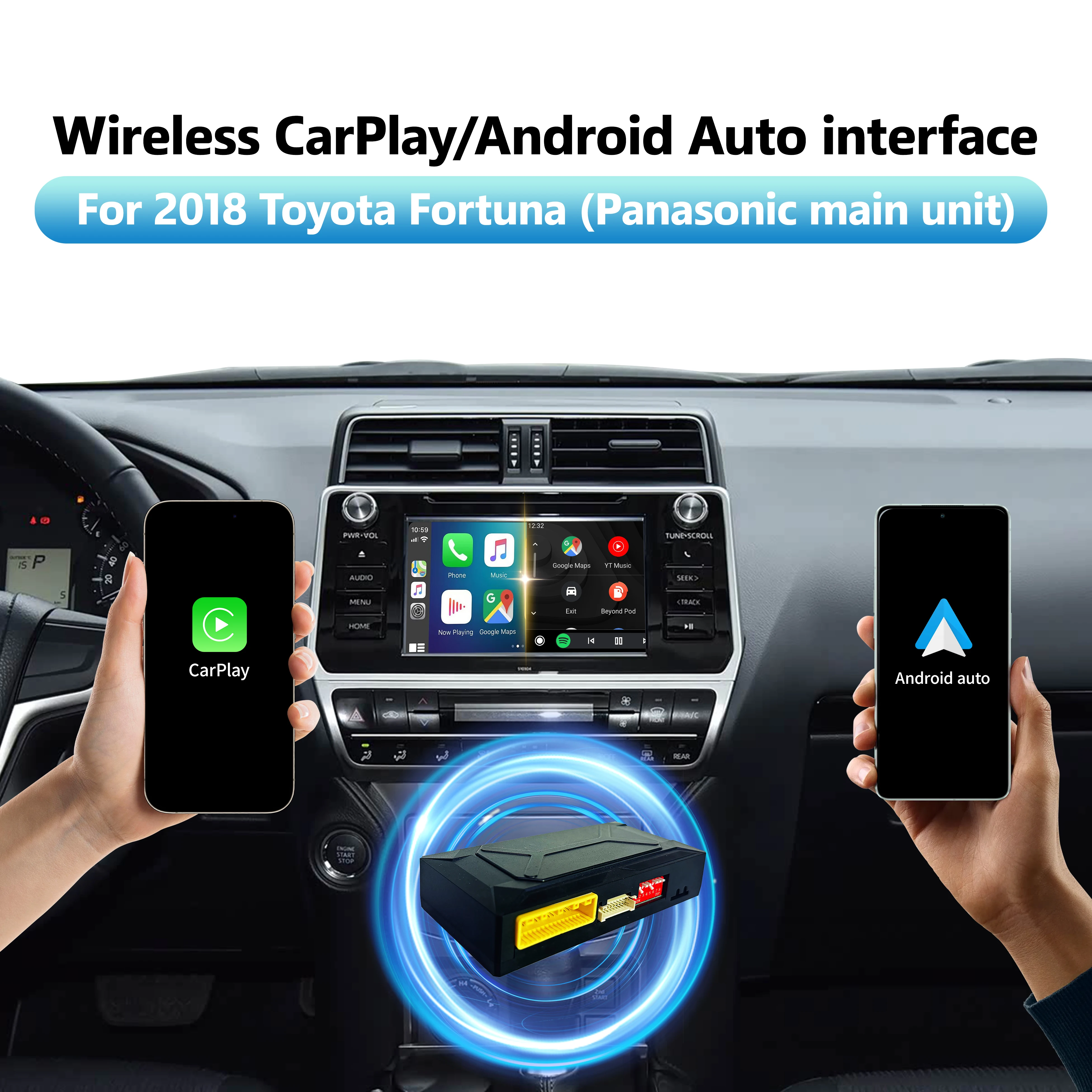 

Wireless CarPlay Android Auto Interface for 2017-2019 Toyota Prado 150 Panasonic Head Unit Multimedia Video Navigation Upgrade