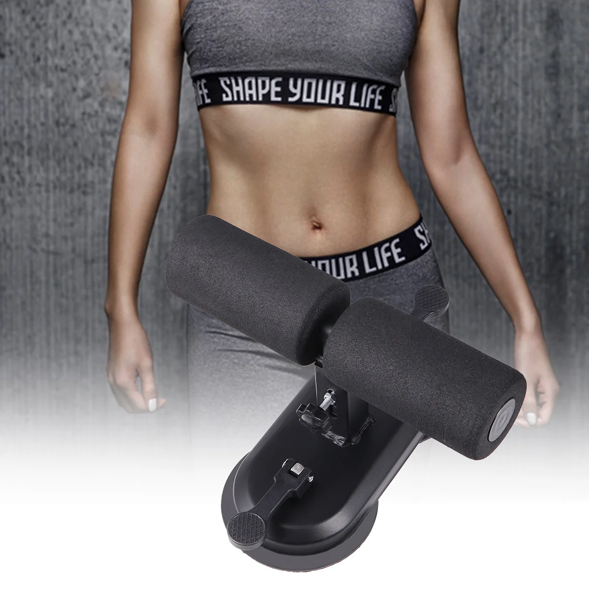 

Abdominal Machine Crunches Aid Adjustable Suction Cup Abs Trainer For Home Fitness Waist Fat Reduction Belly Roll Black