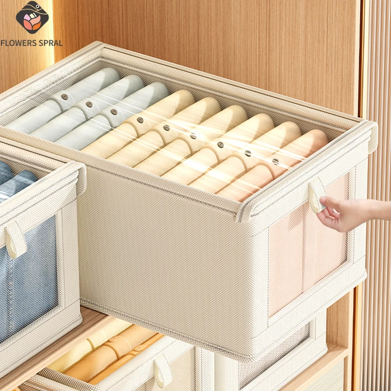 صندوق تخزين نافذة مرئي بسعة كبيرة لخزانة الملابس مع غطاء، مقاوم للغبار، يستخدم لتنظيم الملابس وتخزين الفراش #1