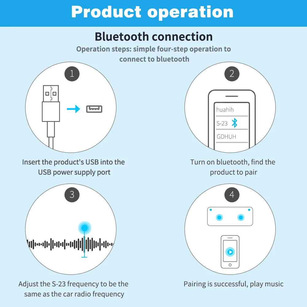 Gadpow Wireless FM Transmitter Bluetooth 5.0 Car Audio Transmitter Bluetooth AUX Audio Receiver MP3 Player Car Kit Handsfree