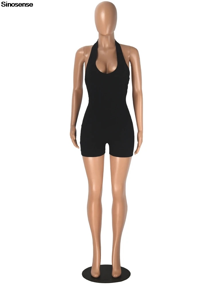 Women's Backless One Piece Jumpsuits Short Sexy Bodysuit Workout Gym Exercise Yoga Sports Rompers Beach Vocation Summer Outfits