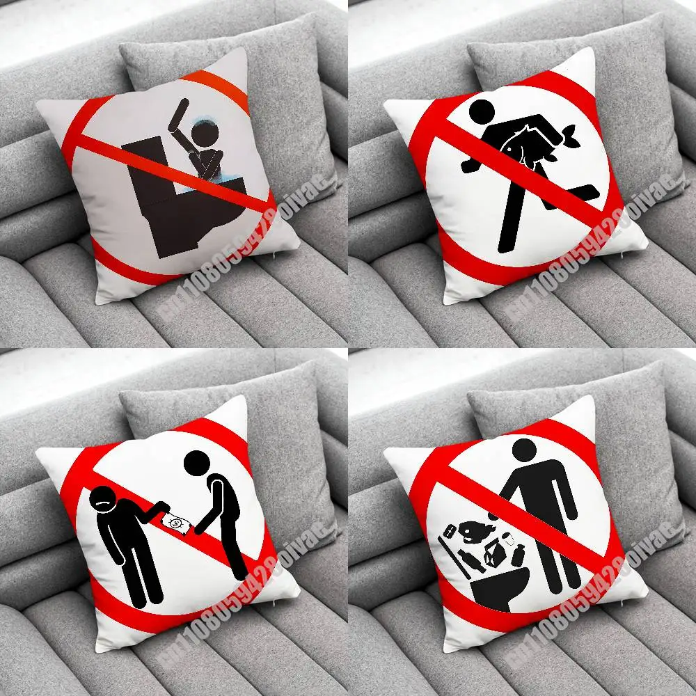 

Warning Icon Danger Banning NO Smoking Throw Pillow Case For Decoration 45cm 55x55cm Square Office Cushion Cover