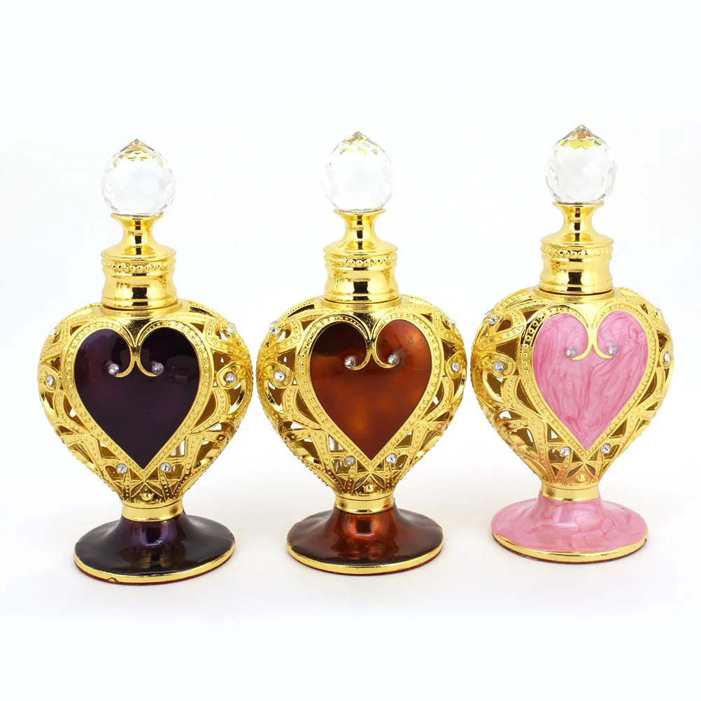 

1Pcs Essential Oil Bottle Portable Heart Alloy Glass Storage Case for Perfume Organizing Travel Outdoor Use