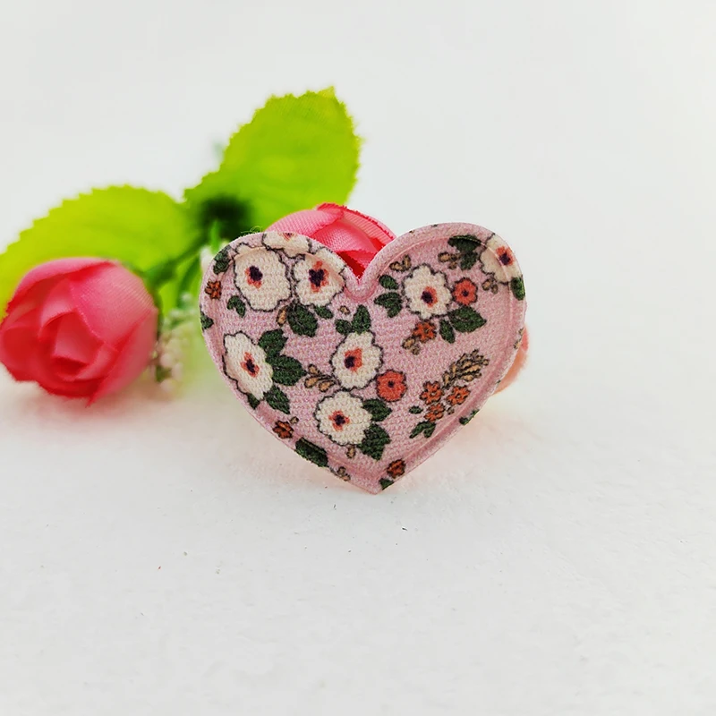 Gepolsterte Stoffherz-Applikationen für Kleidung, Hut-Nähzubehör, DIY-Kopfbedeckungen, Haarspangen, Schleifendekor-Patches, 3,5x3cm, 100 Stück – Detail 11