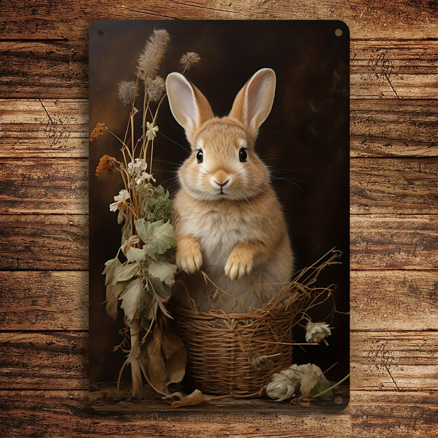 Vintage Bunny Metal Wall Art Iron Easter Bunny Decoration Vintage Farmhouse Style for Home Room Bar Garage Decoration