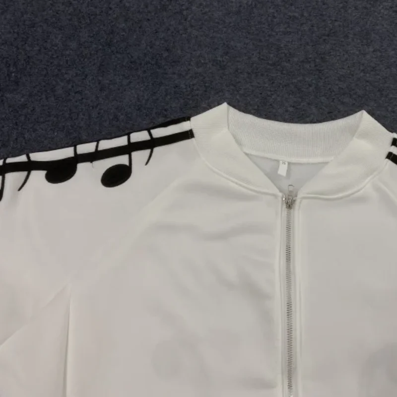 Y2K Gothic style sports cardigan, zipper hoodie, loose, casual, unisex, personalized sweater with musical note, new