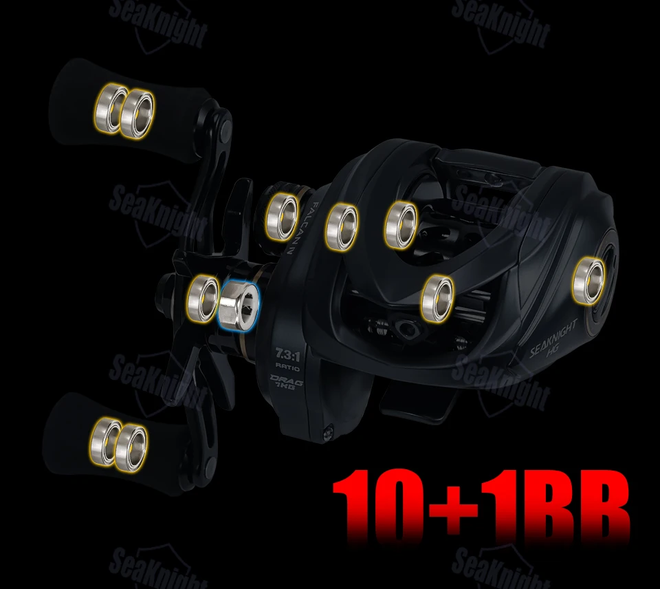SeaKnight Brand FALCAN IV Serie Angelrolle 176g Ultraleicht 7KG Kohlefaser-Bremse 10+1BB Baitcasting-Angelrollen 7.3:1 8.1:1 – Detail 9